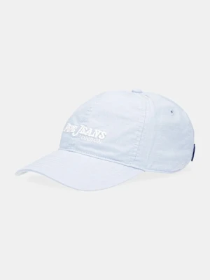 Pepe Jeans czapka z daszkiem bawełniana kolor niebieski z aplikacją PM040571