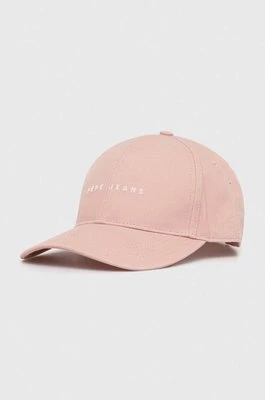 Pepe Jeans czapka z daszkiem bawełniana kolor różowy z aplikacją