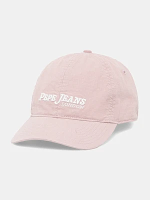 Pepe Jeans czapka z daszkiem bawełniana kolor różowy z aplikacją PM040571