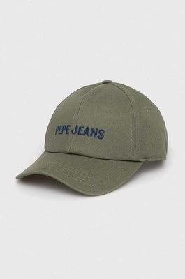 Pepe Jeans czapka z daszkiem bawełniana kolor zielony z aplikacją