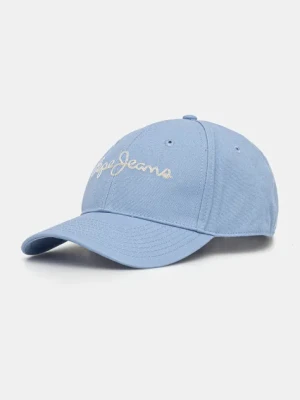 Pepe Jeans czapka z daszkiem bawełniana MALLON CAP kolor niebieski z aplikacją PM040567