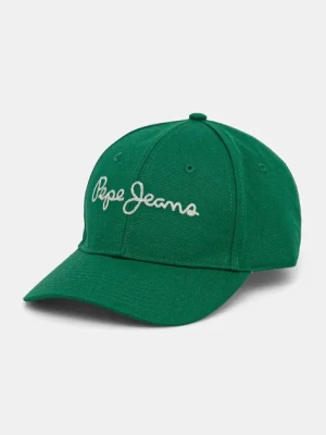 Pepe Jeans czapka z daszkiem bawełniana MALLON CAP kolor zielony z aplikacją PM040567