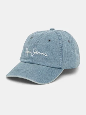 Pepe Jeans czapka z daszkiem bawełniana MARIAN CAP kolor niebieski z aplikacją PL040365