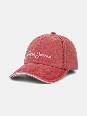 Pepe Jeans czapka z daszkiem bawełniana WEI CAP kolor różowy z aplikacją PL040364