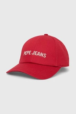 Pepe Jeans czapka z daszkiem dziecięca kolor czerwony z nadrukiem