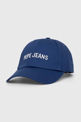 Pepe Jeans czapka z daszkiem dziecięca kolor niebieski z nadrukiem