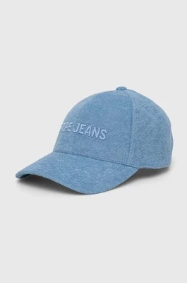 Pepe Jeans czapka z daszkiem NEWMAN kolor niebieski z aplikacją PM040536
