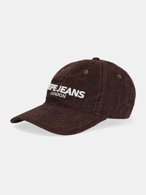 Pepe Jeans czapka z daszkiem sztruksowa kolor brązowy PM0400006