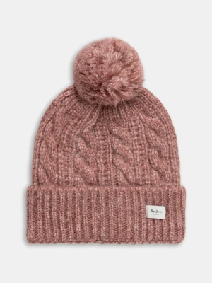 Pepe Jeans czapka z domieszką wełny kolor różowy PL0400004
