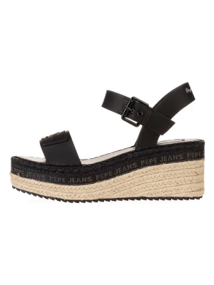 Pepe Jeans FOOTWEAR Sandały w kolorze czarnym na koturnie rozmiar: 37