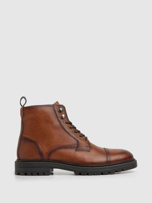 Pepe Jeans FOOTWEAR Skórzane botki "Logan" w kolorze jasnobrązowym rozmiar: 45