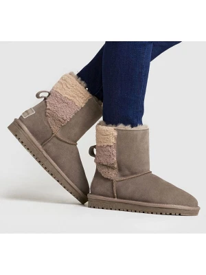 Pepe Jeans FOOTWEAR Skórzane botki zimowe "Diss" w kolorze beżowo-szarym rozmiar: 40