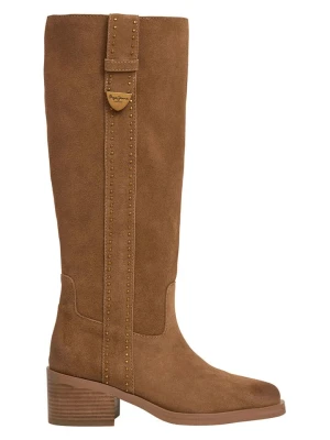 Pepe Jeans FOOTWEAR Skórzane kozaki w kolorze jasnobrązowym rozmiar: 41