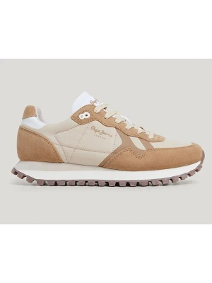 Pepe Jeans FOOTWEAR Skórzane sneakersy "Brit" w kolorze beżowo-jasnobrązowym rozmiar: 39