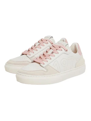 Pepe Jeans FOOTWEAR Skórzane sneakersy "Camden Rise" w kolorze biało-jasnoróżowym rozmiar: 36
