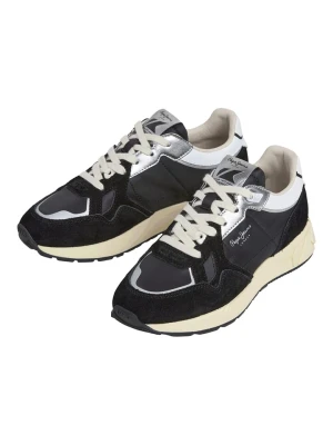 Pepe Jeans FOOTWEAR Skórzane sneakersy "Marlon" w kolorze srebrno-czarnym rozmiar: 37