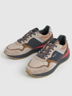 Pepe Jeans FOOTWEAR Skórzane sneakersy w kolorze beżowo-szarym rozmiar: 44