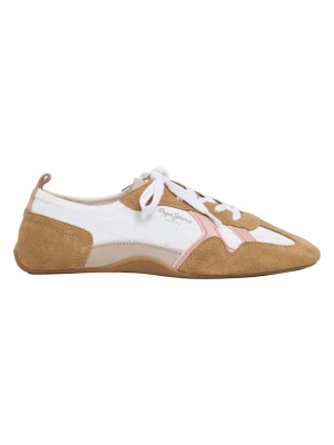 Pepe Jeans FOOTWEAR Skórzane sneakersy w kolorze biało-jasnobrązowym rozmiar: 37