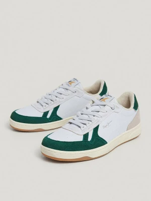 Pepe Jeans FOOTWEAR Skórzane sneakersy w kolorze biało-zielonym rozmiar: 40