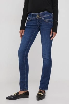 Pepe Jeans jeansy Slim damskie kolor granatowy