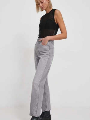 Pepe Jeans jeansy STRAIGHT JEANS UHW SPARKLE szary