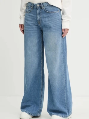 Pepe Jeans jeansy WIDE LEG JEANS MW VINTAGE damskie kolor niebieski PL205015