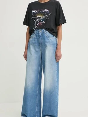 Pepe Jeans jeansy WIDE LEG JEANS UHW JAIMY damskie kolor niebieski PL204740MS7