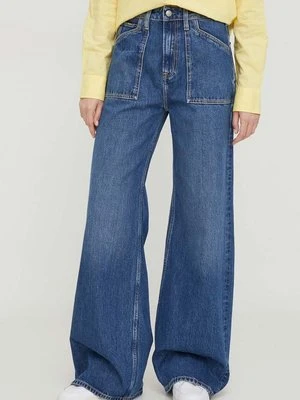 Pepe Jeans jeansy WIDE LEG JEANS UHW UTILITY damskie kolor niebieski PL204612