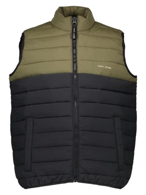 Pepe Jeans Kamizelka pikowana w kolorze czarno-oliwkowym rozmiar: L