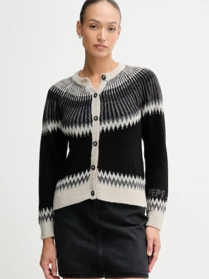 Pepe Jeans kardigan z domieszką wełny damski kolor multicolor PL7000048