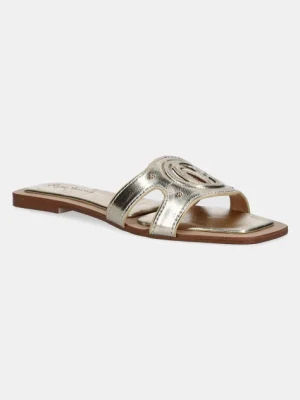 Pepe Jeans klapki FRIDA LOG damskie kolor złoty PLS90695