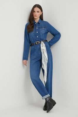 Pepe Jeans kombinezon jeansowy HUNTER UTILITY kolor niebieski bawełniany z kołnierzykiemm