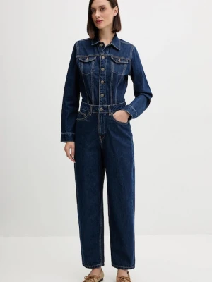 Pepe Jeans kombinezon jeansowy kolor niebieski bawełniany z kołnierzykiemm PL2300002