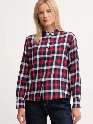 Pepe Jeans koszula bawełniana damska kolor bordowy regular ze stójką PL3051311