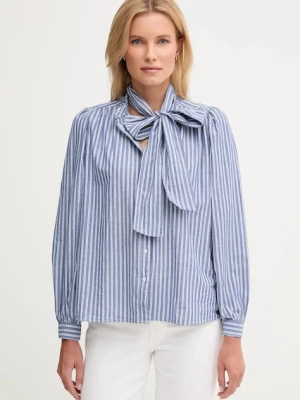 Pepe Jeans koszula bawełniana damska kolor niebieski regular ze stójką PL3051268