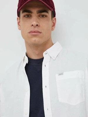 Pepe Jeans koszula bawełniana Fabio męska kolor biały regular z kołnierzykiem button-down