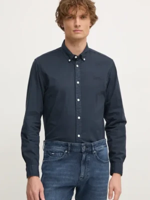 Pepe Jeans koszula bawełniana MANLEY męska kolor granatowy regular z kołnierzykiem button-down PM308728