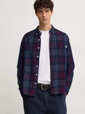 Pepe Jeans koszula bawełniana MARCUS męska kolor granatowy regular z kołnierzykiem button-down PM308726