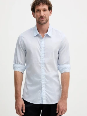 Pepe Jeans koszula bawełniana męska kolor niebieski slim z kołnierzykiem klasycznym PM3090818