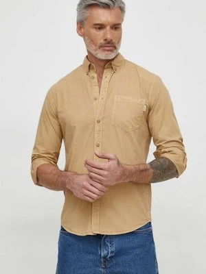 Pepe Jeans koszula bawełniana Prince męska kolor beżowy regular z kołnierzykiem button-down PM308270