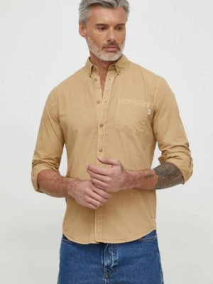 Pepe Jeans koszula bawełniana Prince męska kolor beżowy regular z kołnierzykiem button-down PM308270