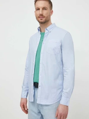 Pepe Jeans koszula bawełniana Prince męska kolor niebieski regular z kołnierzykiem button-down PM308270