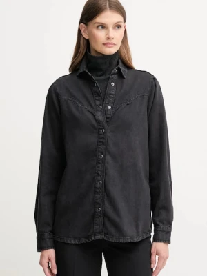 Pepe Jeans koszula damska kolor czarny regular z kołnierzykiem klasycznym PL3051236