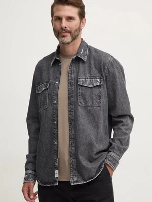 Pepe Jeans koszula jeansowa BROOKS męska kolor szary regular z kołnierzykiem klasycznym PM308767