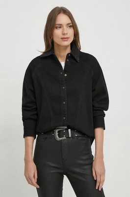 Pepe Jeans koszula jeansowa ESTELLE SPARKLE damska kolor czarny regular z kołnierzykiem klasycznym PL304731