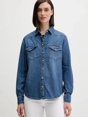 Pepe Jeans koszula jeansowa damska kolor niebieski regular z kołnierzykiem klasycznym PL3051234A5
