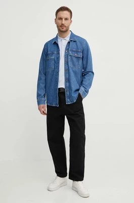 Pepe Jeans koszula jeansowa męska kolor niebieski regular z kołnierzykiem klasycznym