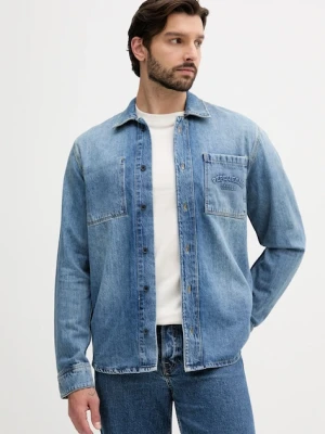 Pepe Jeans koszula jeansowa męska kolor niebieski regular z kołnierzykiem klasycznym PM309081