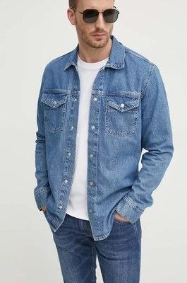 Pepe Jeans koszula jeansowa REGULAR OVERSHIRT męska kolor granatowy relaxed z kołnierzykiem klasycznym PM308584MS3