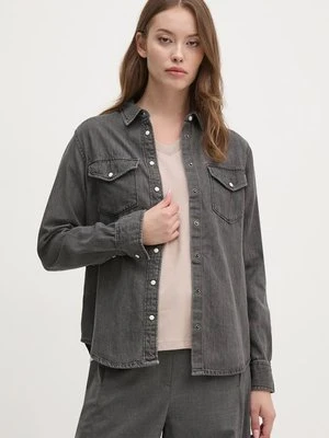 Pepe Jeans koszula jeansowa REGULAR SHIRT damska kolor szary regular z kołnierzykiem klasycznym PL304894XM6